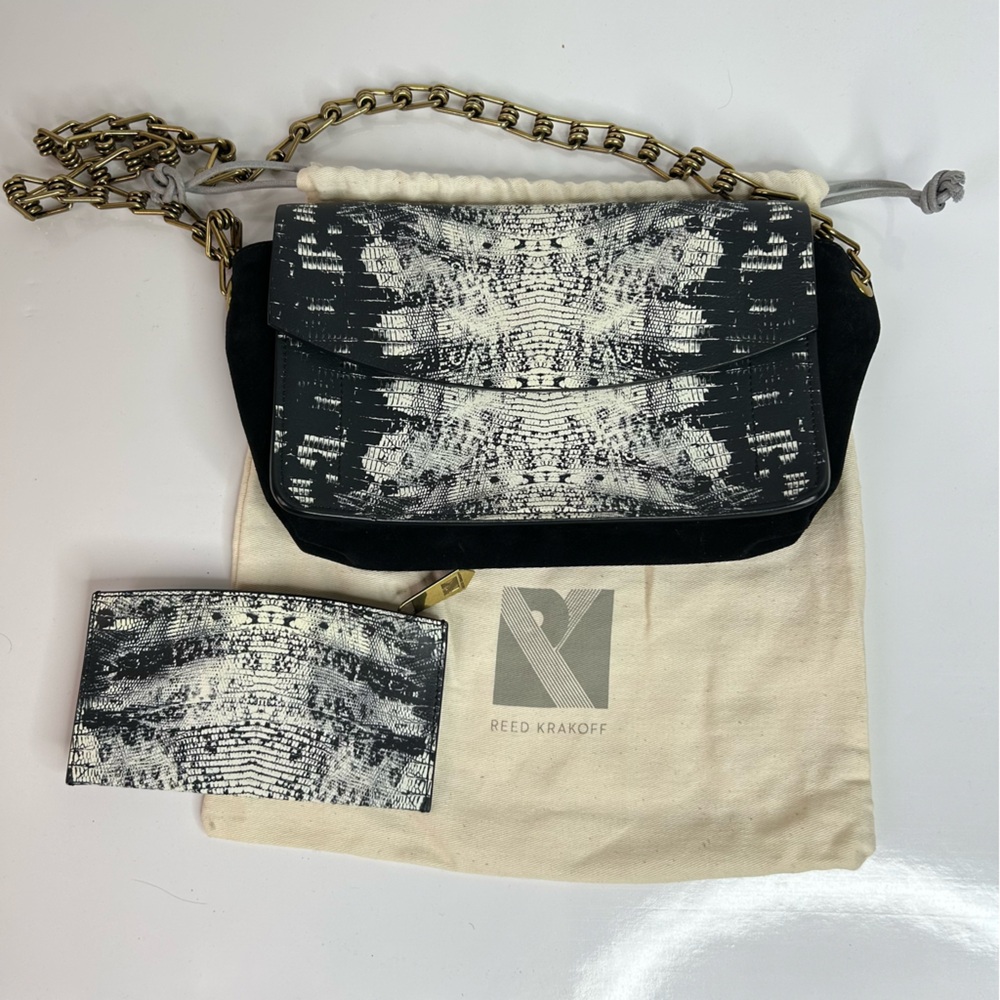 Reed Krakoff Snakeskin Print Shoulder Bag with Wallet and Duster Bag